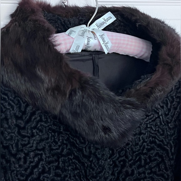 Vintage Black Curly Lamb Coat With Mink Fur Collar - Picture 10 of 15